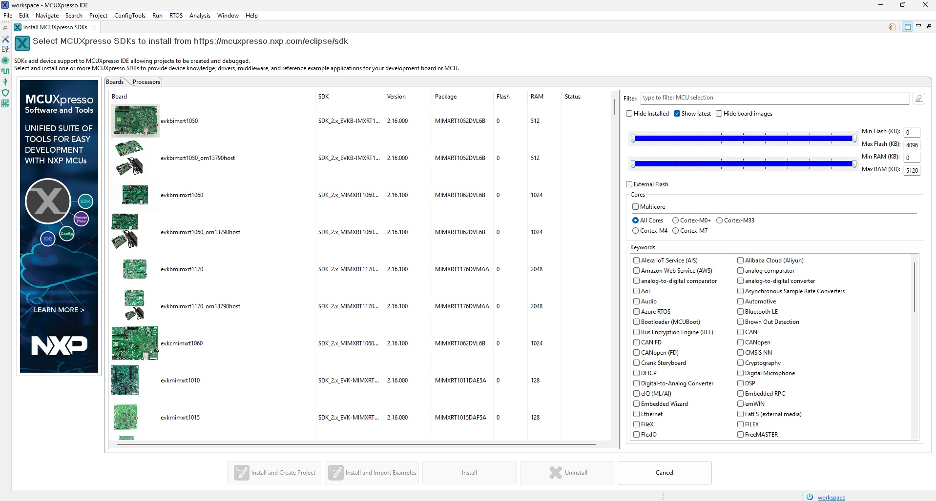 Veda917 - NXP - 001 - SDK Management screen.jpg